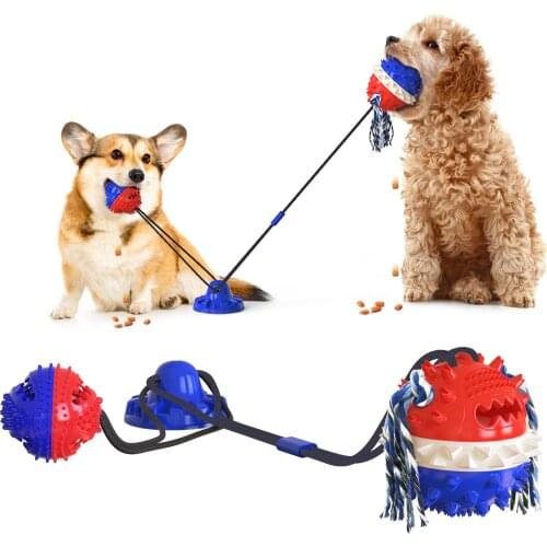 Hot Sale Molar Rope Balls Suction Cup Double Drawstring Ball Puppy Chew Toys Cleaning Toothbrush Teether Sucker Drawstring Ball