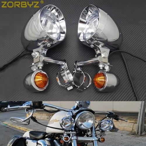 ZORBYZ Chrome Motorcycle Turn Signal Driving Passing Spot Fog lights Bar For Touring Chopper Custom