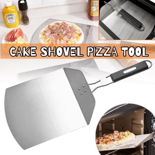 1PC Stainless Steel Folding Pizza Peel Spatula Pizza Cake Shovel With Long Handle Home Kitchen Non-Stick Pizza Bakeware Tool