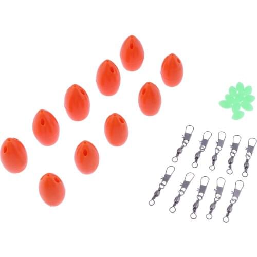 10pcs Plastic Floating Bombarda Floats Long Distance Casting Lure with Beads and Rolling Swivels