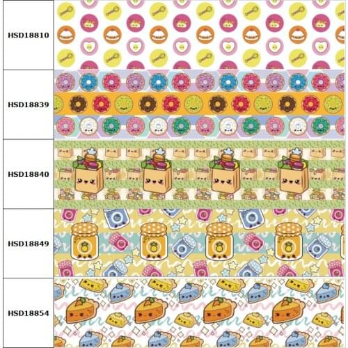10yard Food Sandwich Donuts Cartoon Printed Grosgrain Ribbon Accessory Hairbow Headwear Decoration DIY Wholesale OEM 38MM 75MM