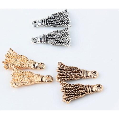 10pcs/Bag Vintage Style Tassel Charms Bracelets Sling Tassel Alloy Pendant For DIY Earring Jewelry Accessories Craft YZ069
