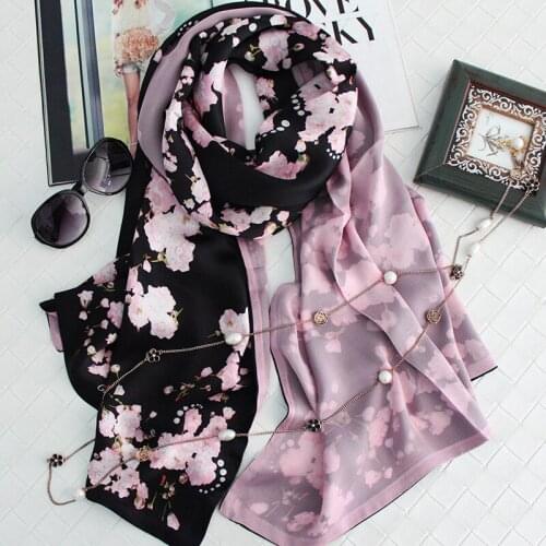100%silk double layer women fashion print scarf shawl pashmina 65x185cm wholesale retail