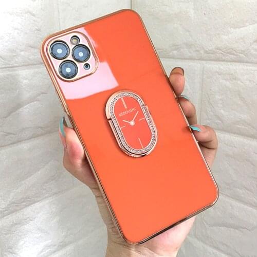 12 Case Luxury Gold Plated Magnet Grip Ring Phone Holder Stand Cover for iPhone 11 Pro Max 8 Plus 7 XR XR SE X Silicone Cases