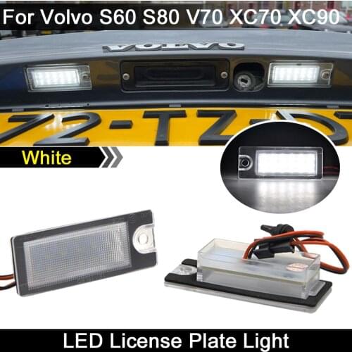 For Volvo S60 S80 V70 XC70 XC90 Car Rear White LED License Plate Light Number Plate Lamp