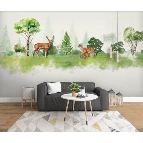3D Watercolor Forest ELK Animal Kids Bedroom Wallpaper Murals Bedroom Home Wall Mural Decals Wall Art Wall Paper Contact Paper