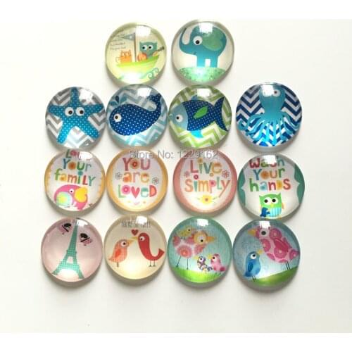 Free shipping (14pcs/lot)Various Round Crystal Glass fridge magnet Cartoon message sticker Kitchen home Decoration