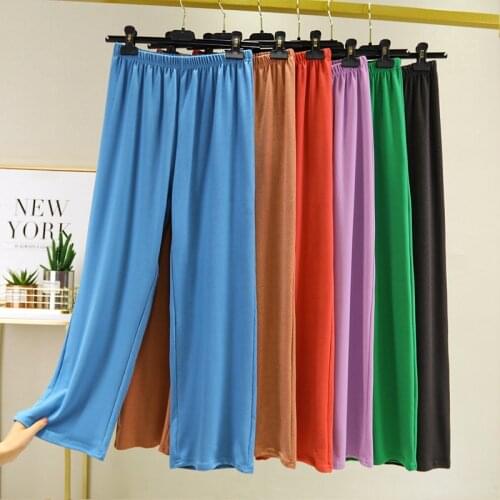 Wide-leg pants women autumn and winter Korean high waist drape loose thin straight elastic waist Thicken trousers pantalones