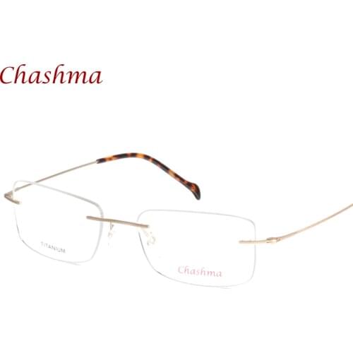 Chashma Brand Eyewear Top Quality Eyeglasses Male Pure Titanium Glasses Frames Light Rimless Optical Eyeglass Frames Clear Lense