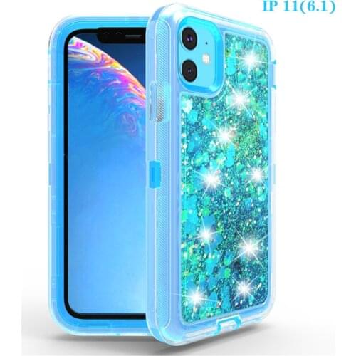 3 in1 Quicksand Case For iPhone X XS Max XR 6 6S 7 8 Plus Cover Bling Glitter Liquid Defender Case for iPhone 11 12 Pro Max mIni
