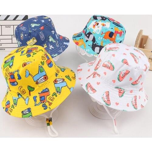 Intant Toddler Beach Cap Children Panama Sun Hats Baby Bucket Hat Outdoor Boys Girls Fisherman Cap Tie-dyed Sun Visor Beanie