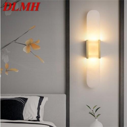DLMH Luxury Wall Sconces Brass Marble LED Modern Wall Light Fixture Indoor Home Decorative for Bedroom Living Room Office