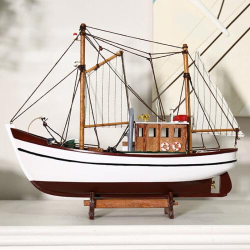 European Solid Wood Fishing Boat Model Ornaments Smooth Sailing Crafts Wooden Boat Friendship Boat Graduation Birthday Gift