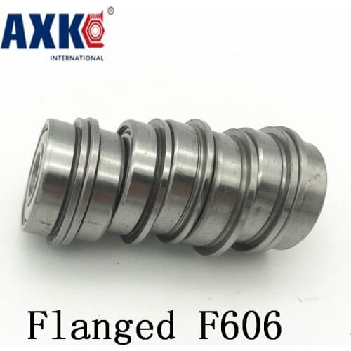 Axk F606zz Flange Bearing 6x17x6 Mm Abec-1 10 Pcs Flanged F606 Z Zz Ball Bearings Flange Id:19mm T:1.2mm