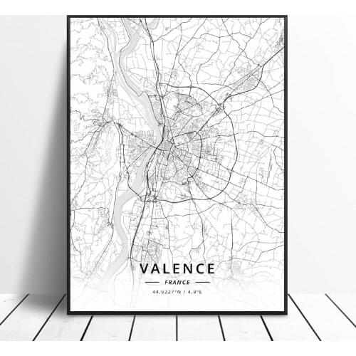 Hd print Besancon Lille Grenoble Valence Rouen Strasbourg France Canvas painting wall Art Map Poster frame
