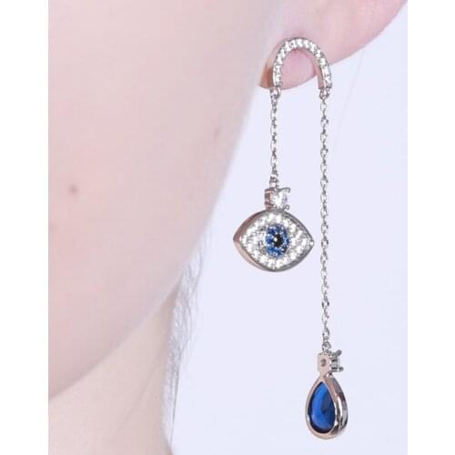 KIVN Fashion Jewelry Sparkling Blue CZ Cubic Zirconia Turkish Blue Eyes Dangle Drop Earring for Womens Girls Birthday Gifts