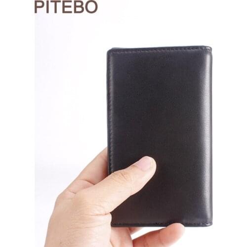 PITEBO Business Card box high-grade cowhide mens business card box fashion ladies high-capacity bank card storage box wallet