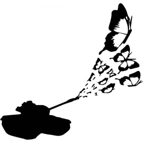 Beautiful Tank and Butterfly Artist Sticker High Quality Car Decoration Personality PVC Waterproof Decal Apply To Car Door