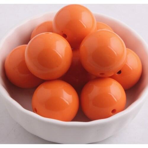 Kwoi vita 56 Color Stocks Orange Color Chunky 20MM 100pcs Acrylic Solid Bubble Gumball Beads for Kids Necklace Jewelry