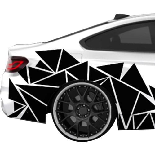 Matte Black Triangles Car Side Stickers Murals Decor Camouflage Vinyl Decals Side Body DIY Decoration Universal Wallpaper DW7388