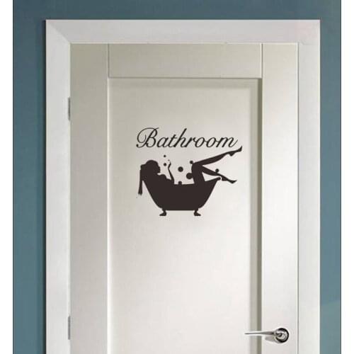 Bathroom Sign Wall Stickers bathroom door Post Bathing Girl decal waterproof vinyl creative home decoration accessories G872