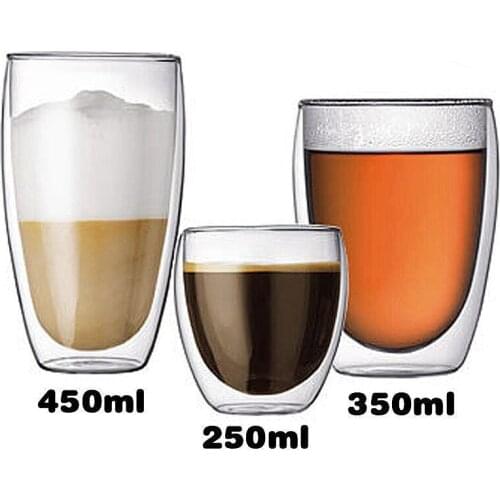 Not afraid of hot or cold double transparent glass insulated cup tea beverage coffee milk wine cup not hot safe creative hotsale