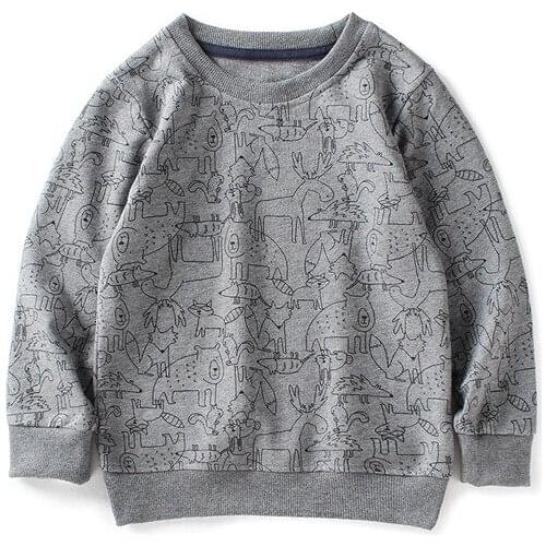 New Autumn Clothes Korean Cotton T-shirt Boys' Sweater Childrens Small Terry Cartoon Pullover Long Sleeve Childrens Clothing