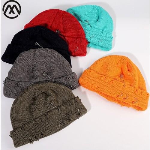 2021 new knitted hat unisex warm hat autumn woman hat winter man hat outdoor popular rap hat destruction style short hat
