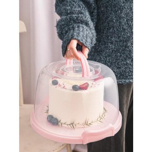 8-10 Inch Thick Plastic Cake Box Handheld Pastry Storage Cake Carrier Cover Case Birthday Wedding Party Dessert Plate Container