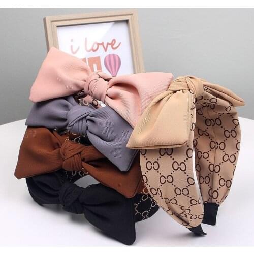 Popular Wide Top Bowknot Headband for Women Girls Headdress Cotton Print Twill Cloth Hairband Headpiece Headwear Accessories