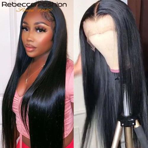 Rebecca 4x4 Lace Front Human Hair Wigs For Women Brazilian Remy Straight Hair Frontal Wig Natural Balck Free Shipping