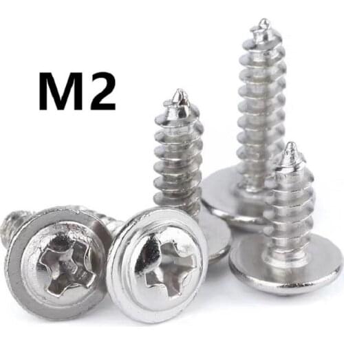 500PCS M2x4/5/6/8/10mm PWA Carbon Steel Drywall Screws With Pad Round Head Pan Tapping Self-tapping Screw