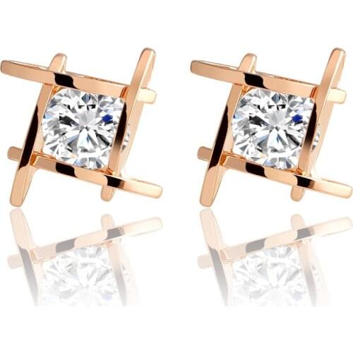 2016 Geometric Brincos Gold Color Zircon Stone Stud Earring Charm Crystal Earrings Bijouterie Earrings For Women Gift
