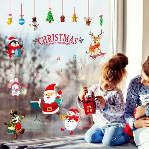 Christmas Window Sticker musical note Glass Sticker Xmas Christmas Decorations for Home New Year Gift 2019 Noel free shipping