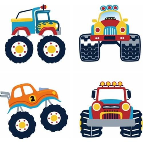 DIY Cartoon Car/Bike Patch Stickers Iron On Transfers Heat Transfer Vinyl Rocket For Kids T-shirt Thermal Patches For Clothing