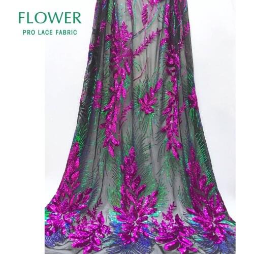 Special Design Dazzling Flower Sequins Tulle Fabrics Nigerian Indian Sequined Guipure Net Laces For Evening Gown Dress Material