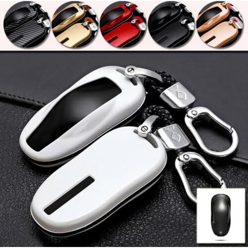Carbon Fiber ABS Remote Car Key Fob Case Cover Keychain Holder Bag For Tesla Model 3 Model S