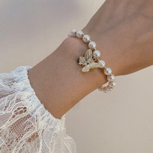 Bohemia Butterfly Heart Charm Bracelets Set For Women Golden Copper Beads Chain Bangle 2021 Fashion Girls Jewelry Gift