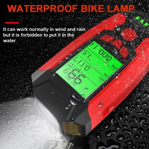 Bicycle Light with Bike Computer Speedometer Waterproof Lamp LED Front Headlight Digital Cycling Odometer For Bike Accessories