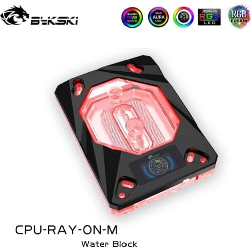 Bykski cpu water block for amd ryzen3 / 5/7 platform with lcd temperature display,12 v 4pin,5 v 3pin CPU-RAY-ON-M water cooling