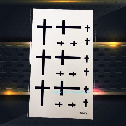 1PC High Quality Corss Tattoo Paste PAQ-104 Flash Christ Cross Tattoo Sheets For Women Men Disposable Tattoo Sticker On Arm