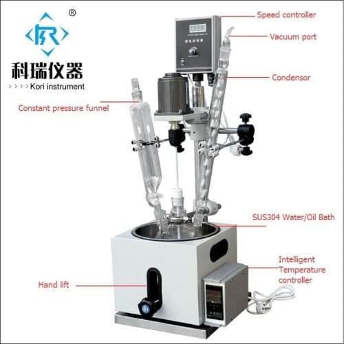 2L Laboratory Equipment China Manufacturer Vacuum Glass Reactors/ Single Neck reaction kettle for Industrial&Biochemical& Lab