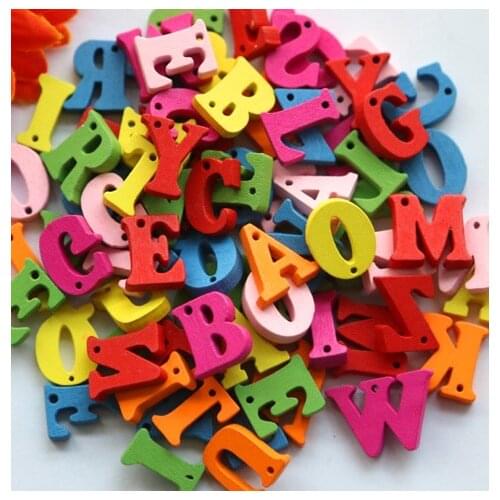 50pcs/lot one Hole Cute 26 letters buttons,wooden sewing buttons for kids,candy color ,scrapbooking alphabet button(SS-1548)