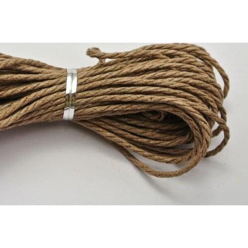 60 Meters Coffee Twisted Waxed Cotton Cord String Thread Line 2mm