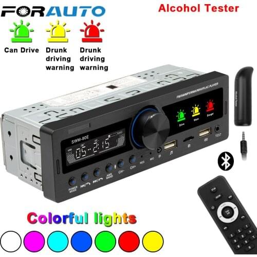 Locator Car Stereo MP3 Player USB/SD/AUX Input 12V 1 DIN Car Radio Multimedia Bluetooth With Mic Alcohol Testing Function