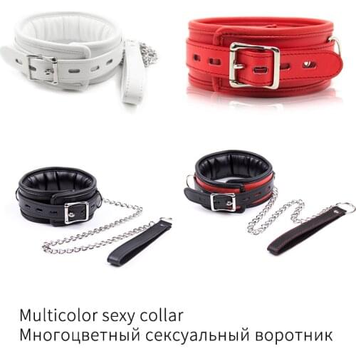 BDSM Sex Necklace Bondage SM Collar Sex Toys Fetish Leather Sponge Collar Flirt Exotic Women Necklace Adult Games For Couples