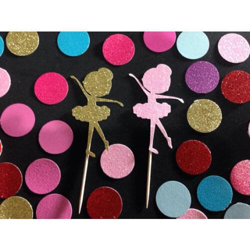 Glitter Ballerina Party Cupcake Toppers Engagement Bachelorette birthday Wedding Bridal Shower food picks toothpicks