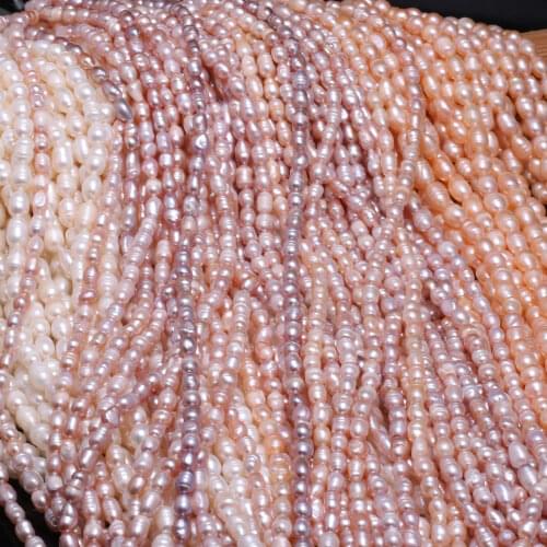 New rice-shaped pink purple white freshwater A pearl beads Simple And fashion DIY party jewelry gift size 5-6mm
