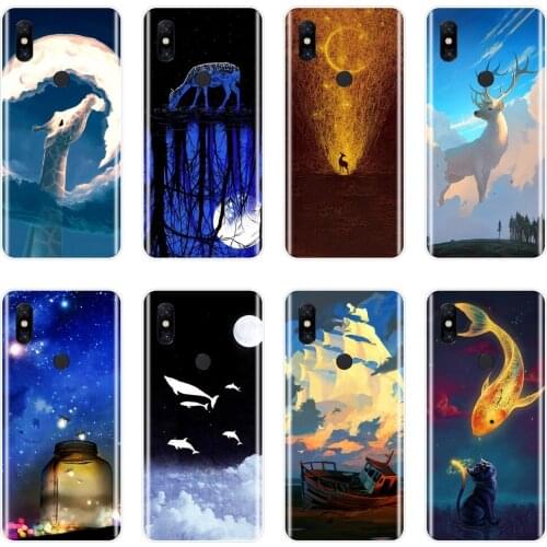 Back Cover For Xiaomi Mi Max Note 1 2 3 Funny Cat Deer Giraffe Fish Art Moon Soft Phone Case Silicone For Xiaomi Mi Mix 1 2 2S 3