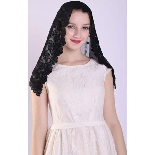Black White Lace Veil Shawl Christian Islamic Catholic Veil Scarf